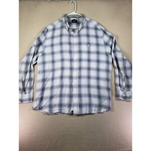 Calvin Klein Shirt Mens XL Gray Plaid Cotton Long Sleeve Casual Button Up Shirt